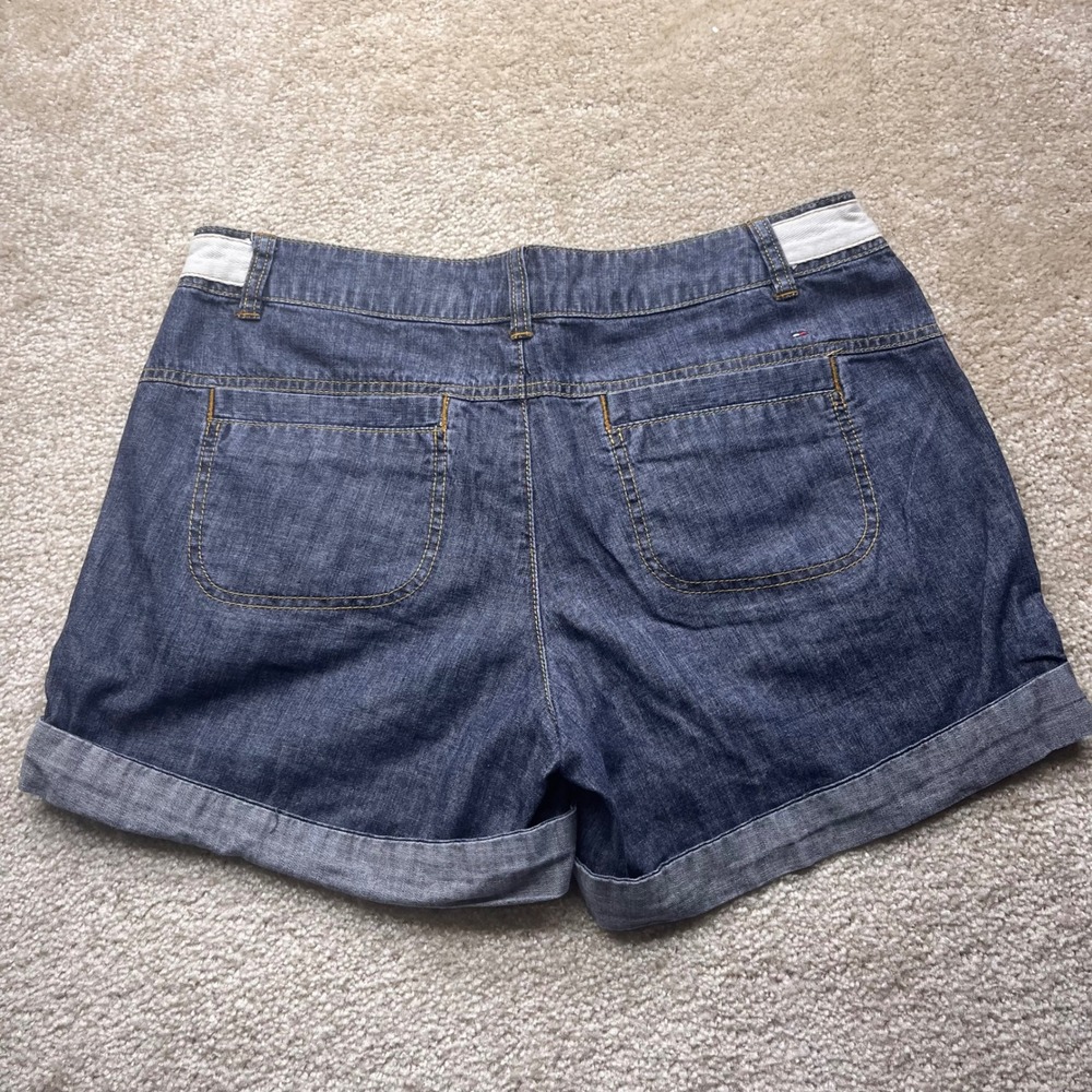 Tommy Hilfiger Mens Denim Shorts Medium Wash Cuffed White Trim Size 8 - Picture 7 of 8